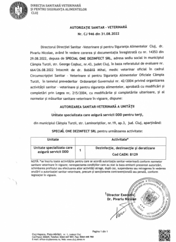 AUTORIZAȚIA SANITAR-VETERINARĂ