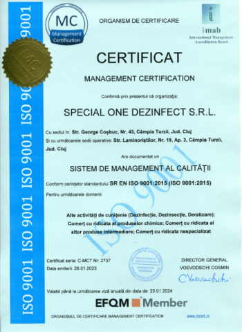CERTIFICAT SISTEM DE MANAGEMENT AL SĂNĂTĂȚII ȘI SECURITĂȚII OCUPAȚIONALE